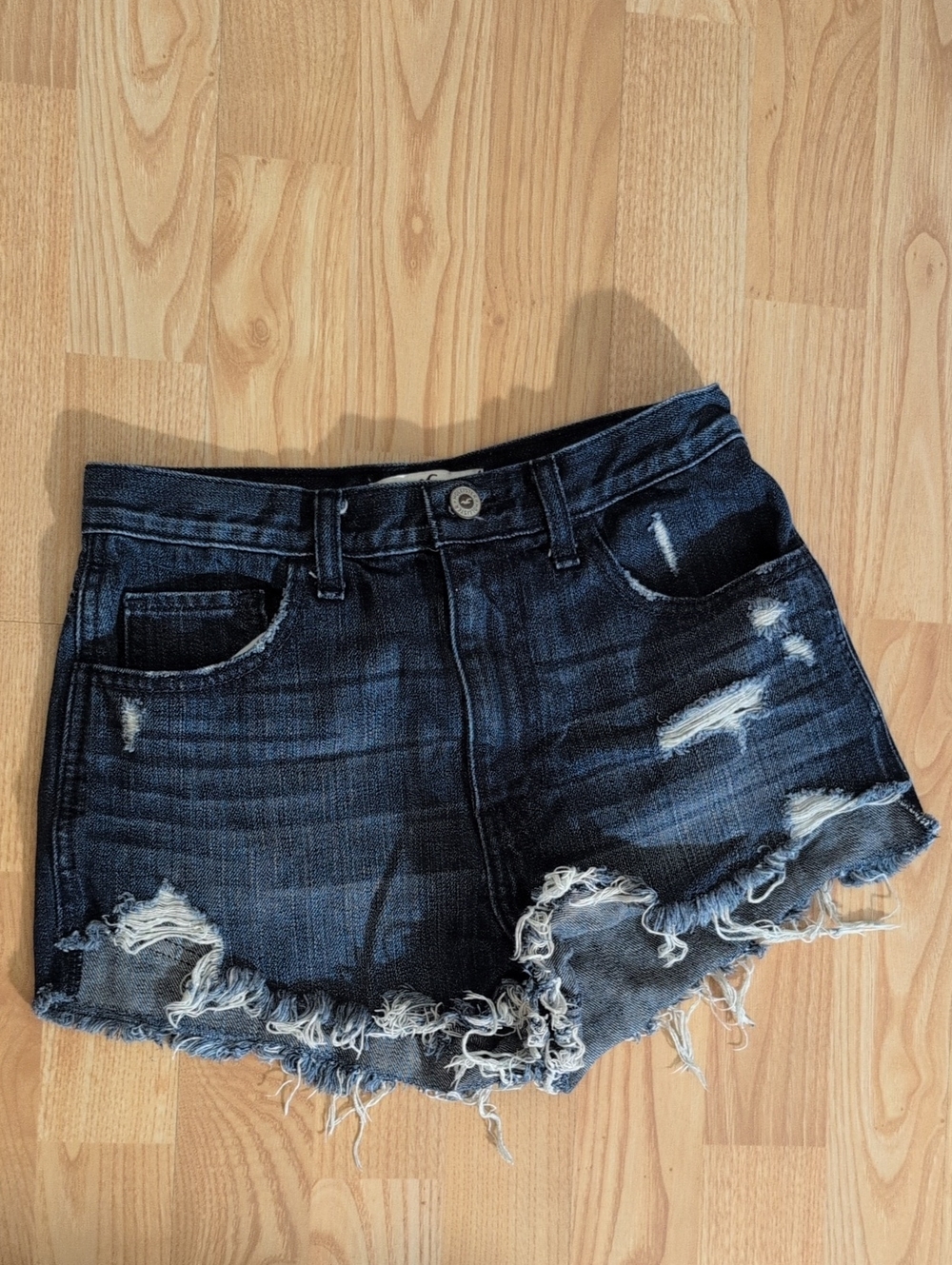 Hollister Distressed Dark Wash Jean  Highrise Short Short